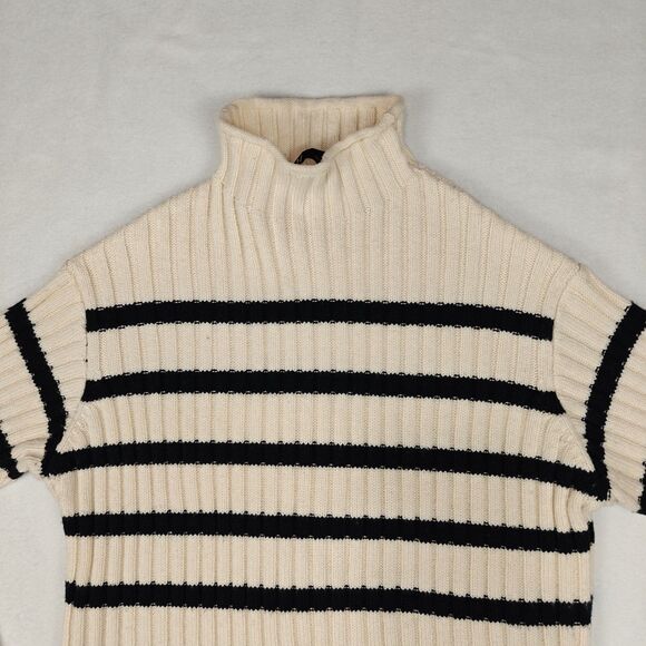 Zara Women’s Striped Mock Neck Rib Knit Sweater Size S Minimalist Preppy - Picture 3 of 7